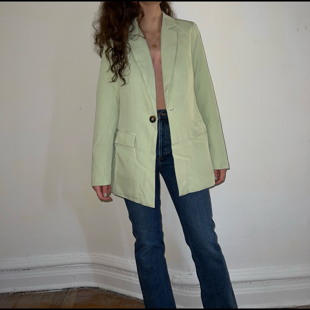 Mint green blazer. Super chic. Wear at work or make it casual with jeans.